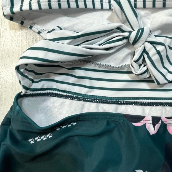 Floral Striped Monokini High-Waisted Racerback - Picture 6 of 8